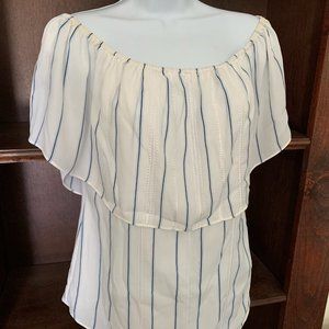White House Black Market Off the Shoulder Striped Blouse XS